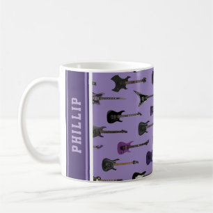 💜 Lila E-Gitarren mit Namen Kaffeetasse