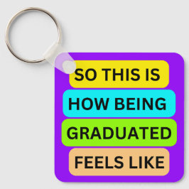 Lila eckiger Schlüsselanhänger, hell SO_THIS_IS_HO Schlüsselanhänger