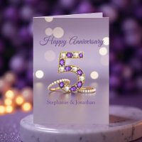 Lila Edelstein und Perlen 5. Hochzeitstag