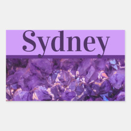 Lila Edelsteine Rechteckiger Aufkleber