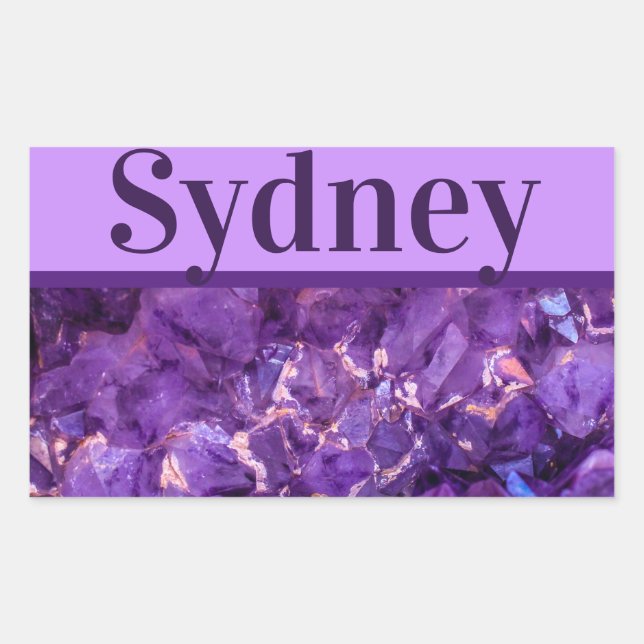 Lila Edelsteine Rechteckiger Aufkleber (Vorderseite)