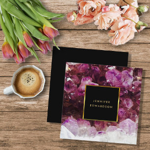 Lila Edelsteinkristall beruflich Quadratische Visitenkarte