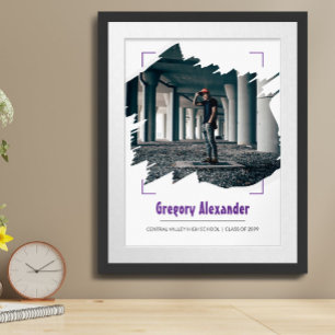 Lila Edgy Abstrakt Brushstroke Foto Abschluss Poster