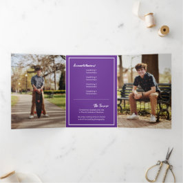 Lila Edgy Abstrakt Torn Foto Abschluss Dreifach Gefaltete Einladung