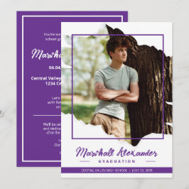 Lila Edgy Abstrakt Torn Foto Abschluss Einladung