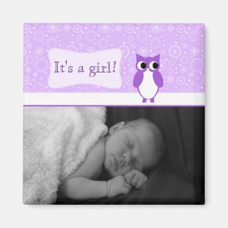 Lila Ei mit Retro-Kreise Neues Baby-Foto Magnet