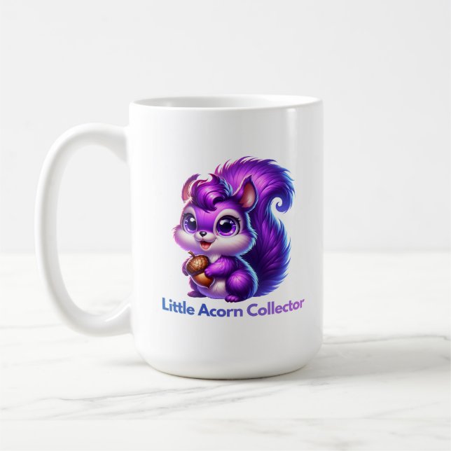 Lila Eichhörnchen mit Eichel Kaffeetasse (Links)
