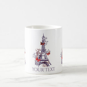 Lila Eiffel-Turm-Schmetterlings-Tasse Tasse