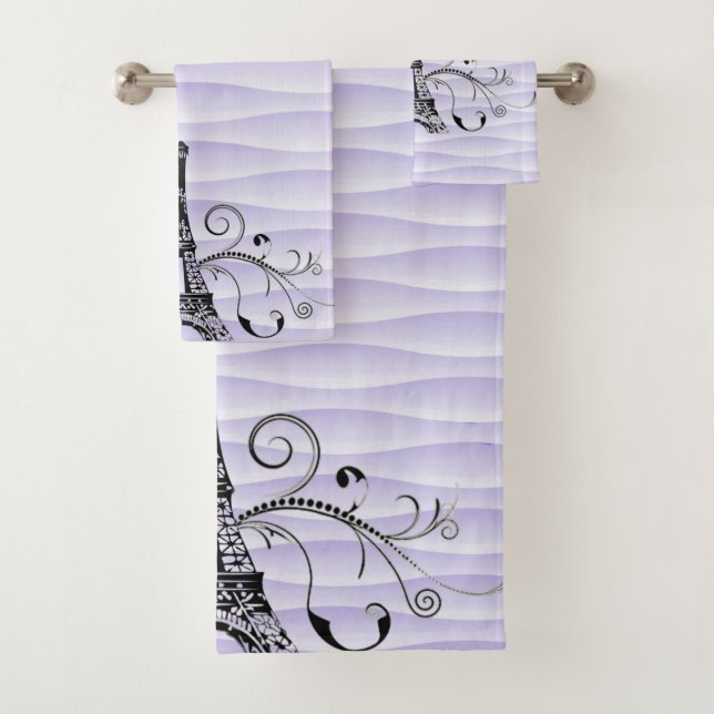 Lila Eiffelhandtuch Geblüht Handtuch Set (Insitu)