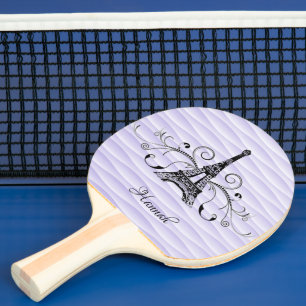Lila Eiffelturm Blühe Ping Pong Paddle Tischtennis Schläger