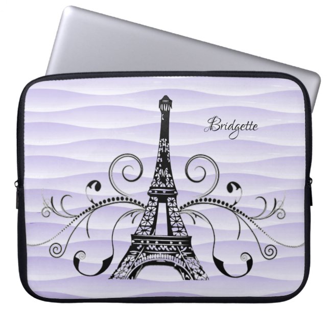 Lila Eiffelturm Blühte Laptop-Sieb Laptopschutzhülle (Vorderseite)