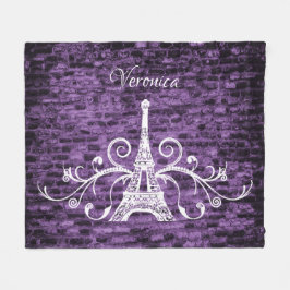 Lila Eiffelturm Grunge Fleece Blanket