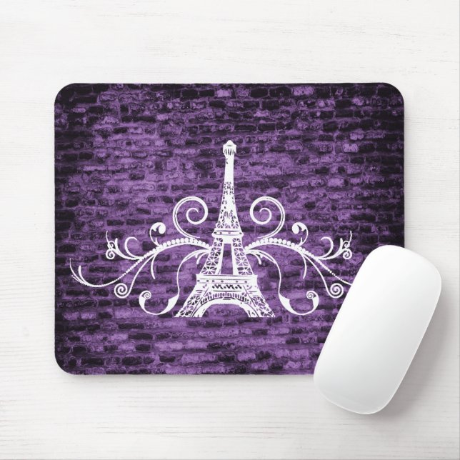 Lila Eiffelturm Grunge Mouse Pad Mousepad (Mit Mouse)