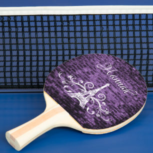Lila Eiffelturm Grunge Ping Pong Paddle Tischtennis Schläger