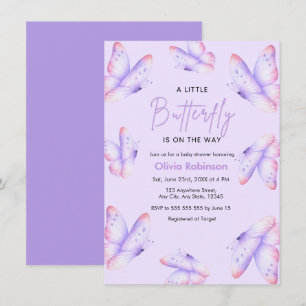 Lila ein kleiner Schmetterling Baby Shower Einladung