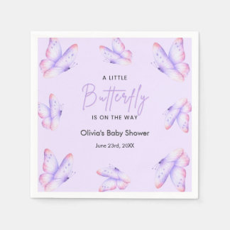 Lila ein kleiner Schmetterling Baby Shower Serviette