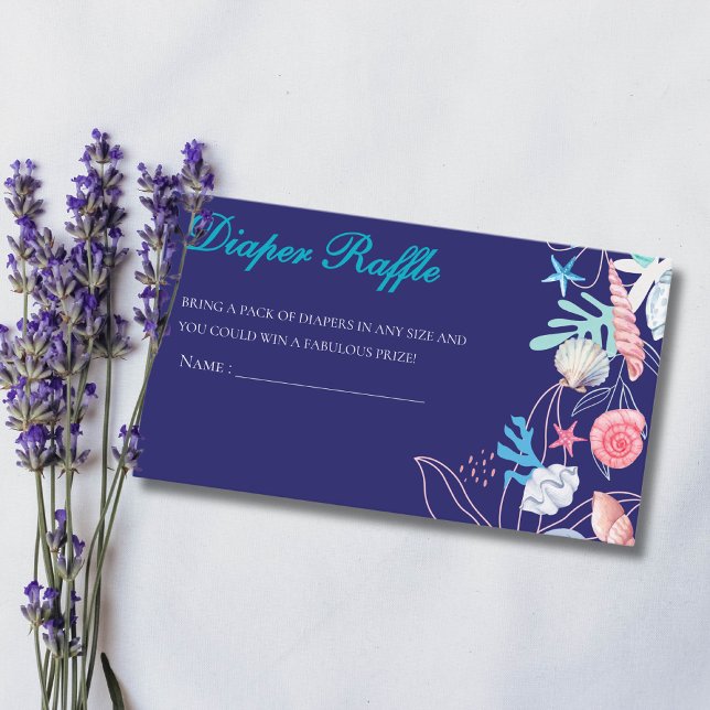 Lila eine kleine Perle unter Meerwasser Babydusche Begleitkarte (Von Creator hochgeladen)