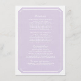 Lila, einfach elegante Informationskarte Begleitkarte