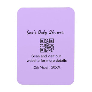 Lila einfache Babyparty-QR-Code mit Namenszugabe Magnet