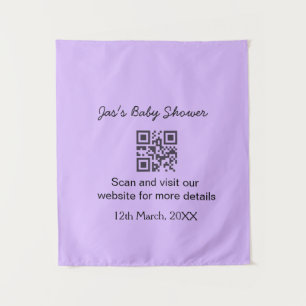 Lila einfache Babyparty-QR-Code, Namenstext hinzuf Wandteppich