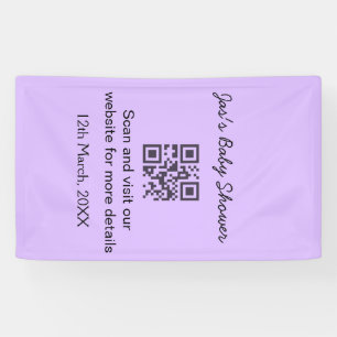 Lila einfache Babyshower-QR-Code mit Namenszugabe Banner