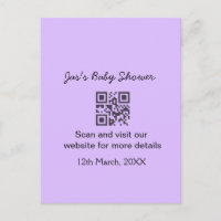 Lila einfache Babyshower-QR-Code, Name-Text hinzuf