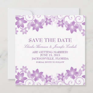 Lila einfache florale Save-the-Date-Einladung Einladung