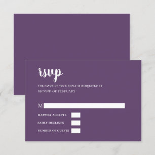 Lila Einfache Kalligrafie Moderne UAWG RSVP Karte