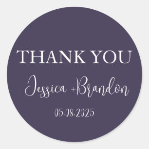 Lila Einfache Minimalistische Hochzeit Runder Aufkleber
