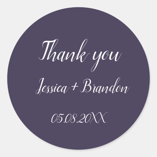 Lila Einfache Minimalistische Hochzeit Runder Aufkleber (Vorderseite)