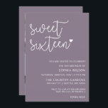 Lila einfaches Script Sweet 16 Geburtstag Foto Einladung<br><div class="desc">Lila einfache Minimalistische Script Sweet 16 Geburtstag Foto Einladung</div>