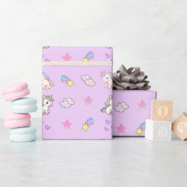 Lila Einhorn Geburtstag Geschenkpapier
