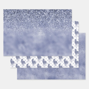 Lila Einhorn-Glitzer Geschenkpapier Set