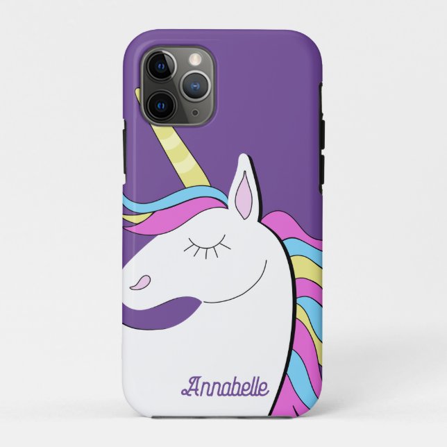 Lila Einhorn Hübsch Unicorns Fantasie Case-Mate iPhone Hülle (Rückseite)