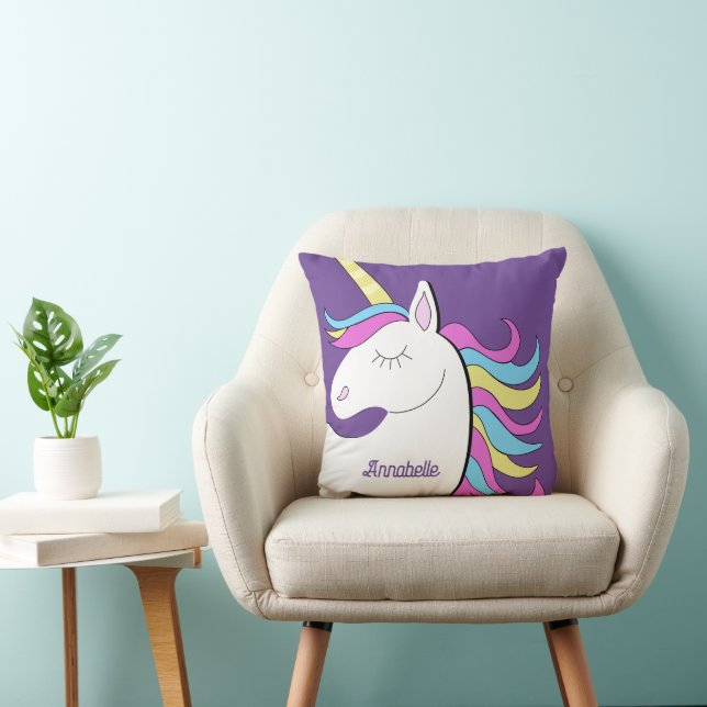 Lila Einhorn Hübsch Unicorns Fantasie Kissen (Stuhl )