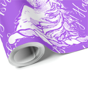 Lila Einhorn Muster Happy Birthday Text Geschenkpapier