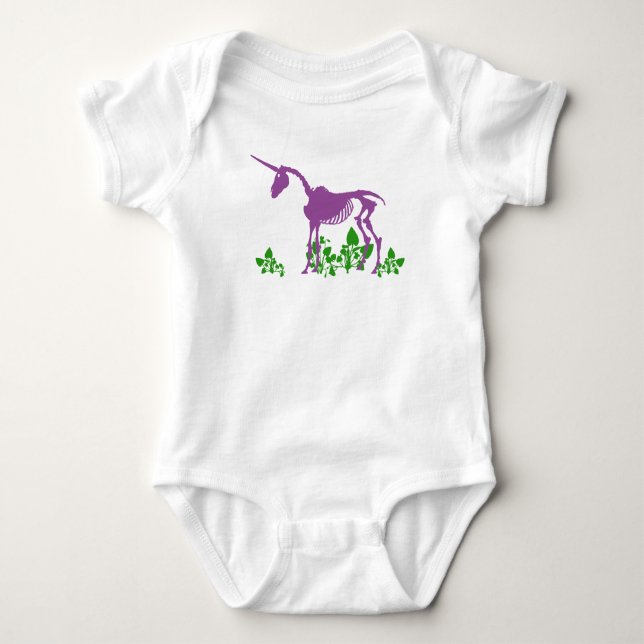 Lila Einhorn-Skelett Baby Strampler (Vorderseite)