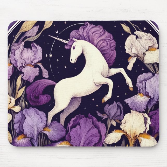 Lila Einhornbügeleisen Unicorns Mousepad (Vorne)