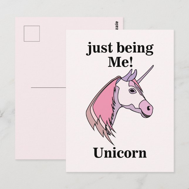 Lila Einhornkopf Postkarte (Vorne/Hinten)