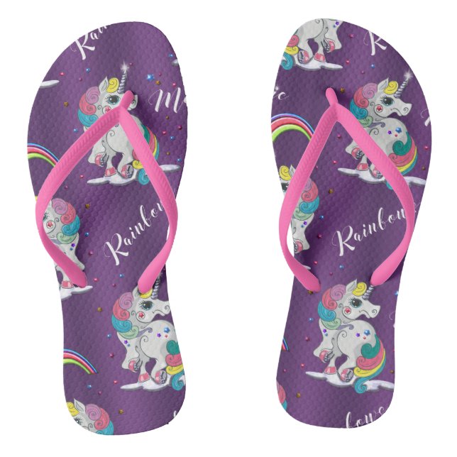 Lila Einhornmagie Flip Flops (Fußbett)