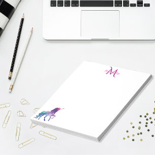 Lila Einhornweiß mit Monogramm Notizblock