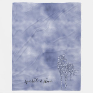 Lila Einicorn-Glitzer personalisiert Fleecedecke