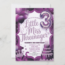 Lila Einladung für die kleine Miss Dreijährige