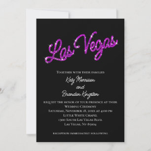 Lila Einladung von Las Vegas Glitzern Hochzeit