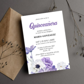 Lila Einladung von Quinceañera