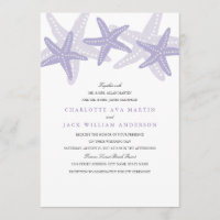 Lila Einladung von Starfish Beach zur Hochzeit