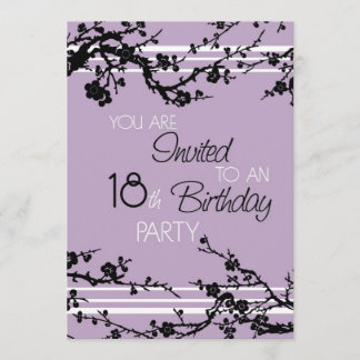 Lila Einladungskarte für die 18. Geburtstagspartei Einladung
