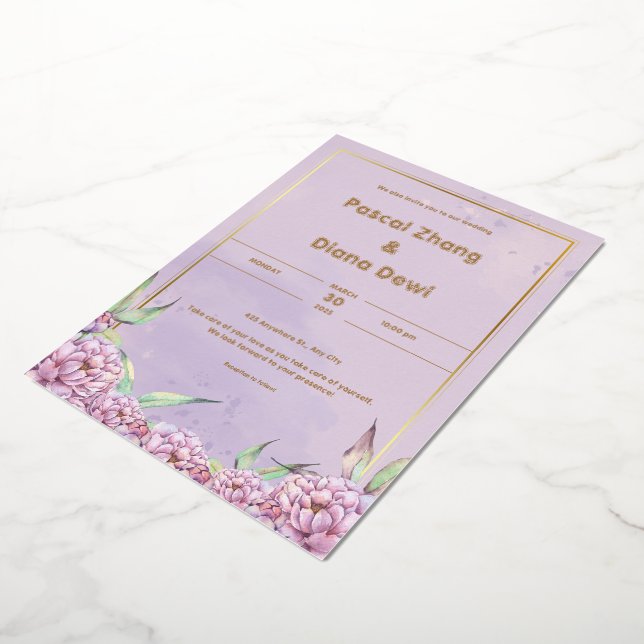 Lila Einladungsportrait Folieneinladung (Gedreht)