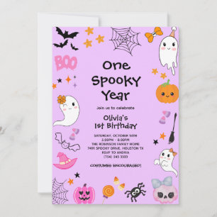 Lila einsprachiges Jahr Niedliches Halloween 1. Ge Einladung