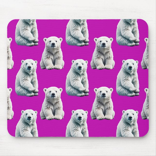 Lila Eisbär Musterdesign  Mousepad (Vorne)